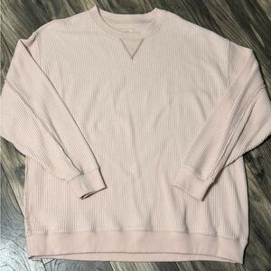Aerie Women's Waffle Knit Crewneck Sweater - Light Pink